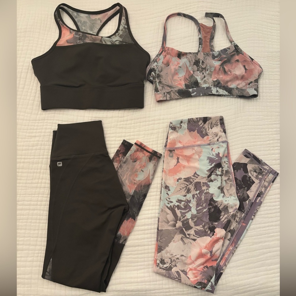 Fabletics Floral Print Leggings and Sports Bra Sets Size XS and XXS